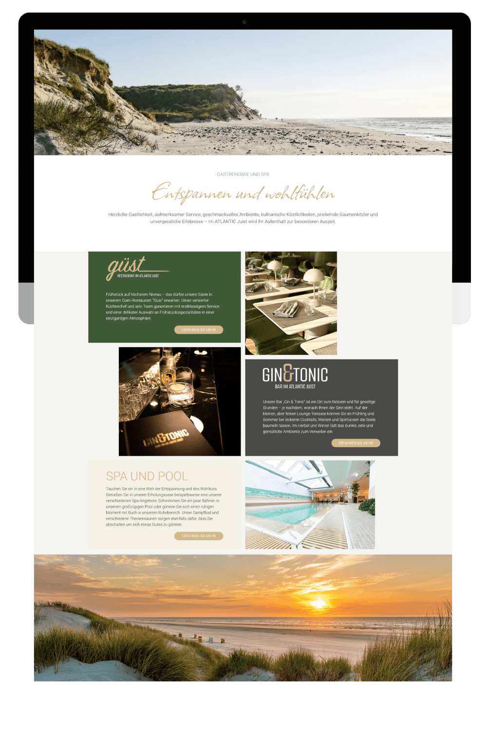 Hotel Atlantic Juist Mockup Desktop der Hotel Atlantic Juist Website